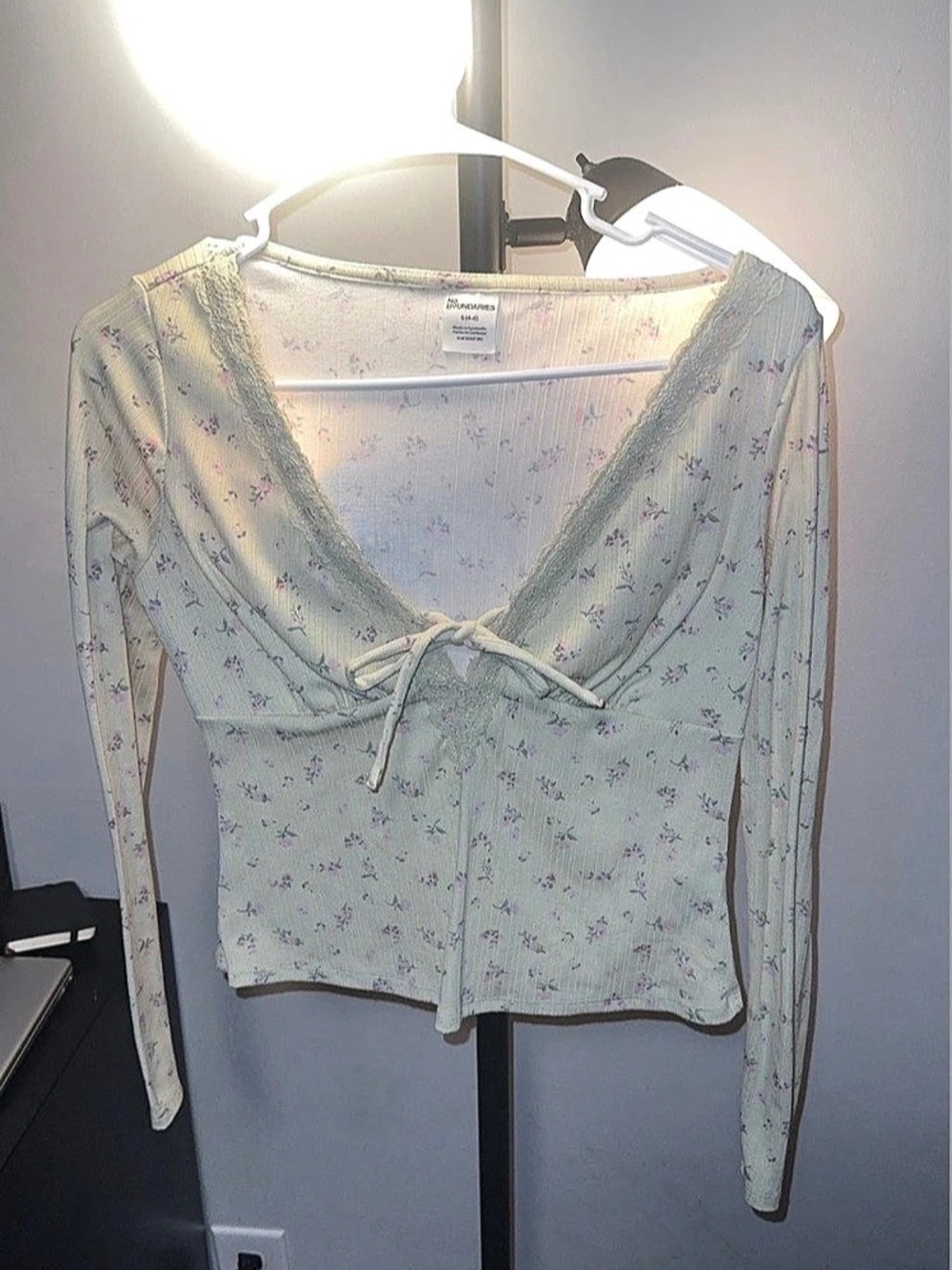 Blondie Floral Long Sleeve Top in Green & Pink Like New